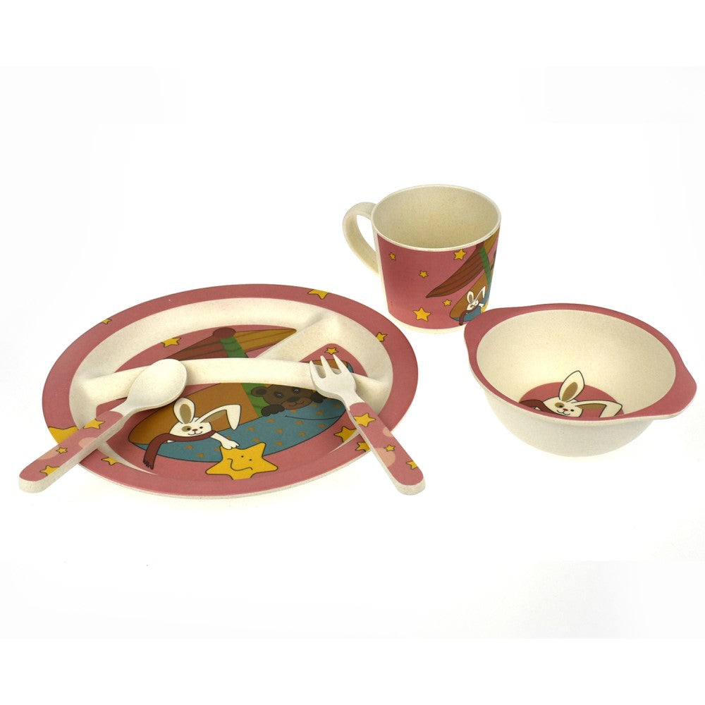 Toddlers 5Pcs Bamboo Dinner Set - Star Rabbit