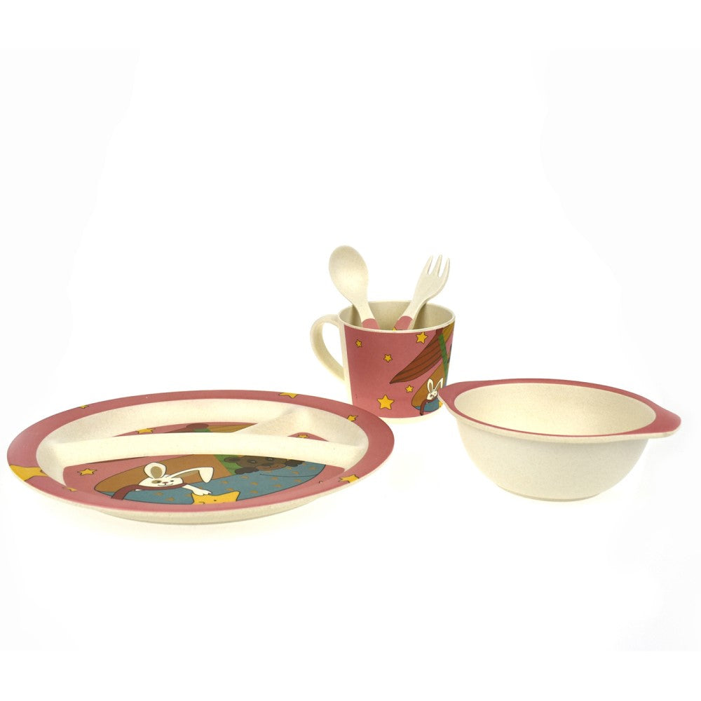 Toddlers 5Pcs Bamboo Dinner Set - Star Rabbit