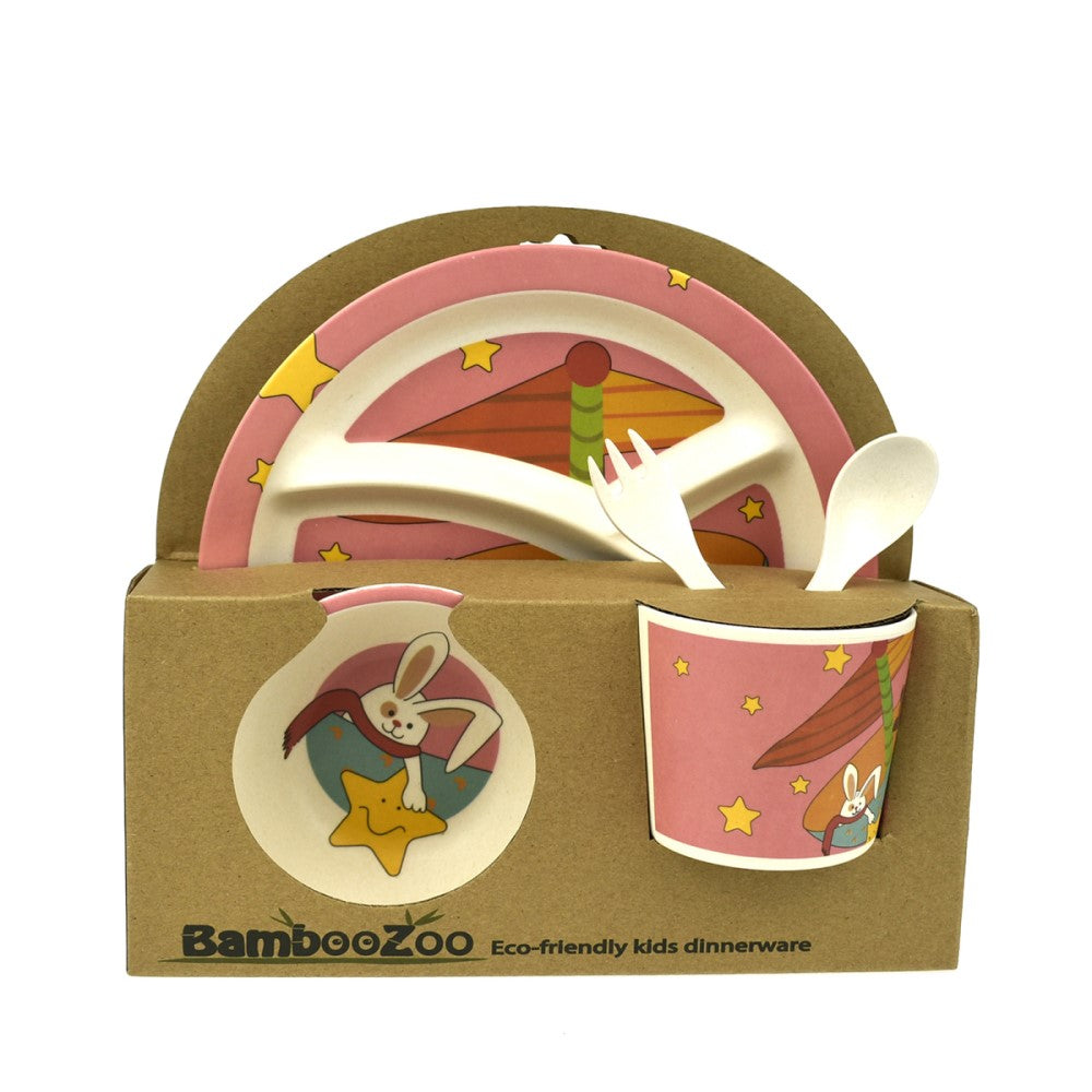 Toddlers 5Pcs Bamboo Dinner Set - Star Rabbit