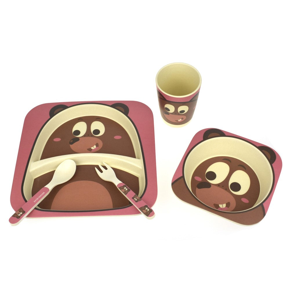 Toddlers 5Pcs Bamboo Dinner Set - Bear