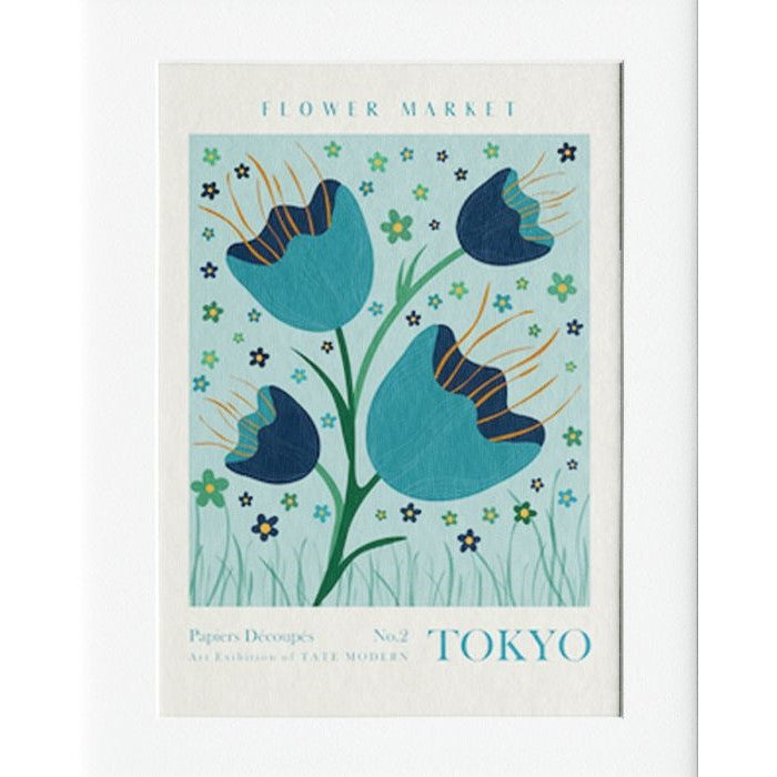 Tokyo Flower Market Mounted Print Wall Decor - 40x50cms