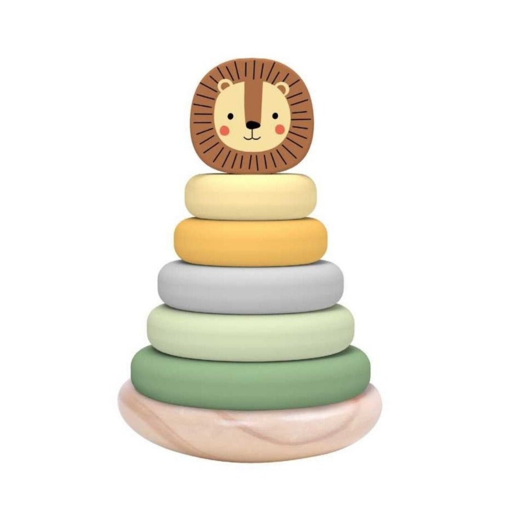 Toddlers Wooden Animal Stacking Rings Tower - Lion