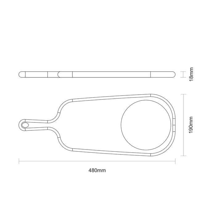 Tramontina Cheese Board With Handle and Stone 48x19cms