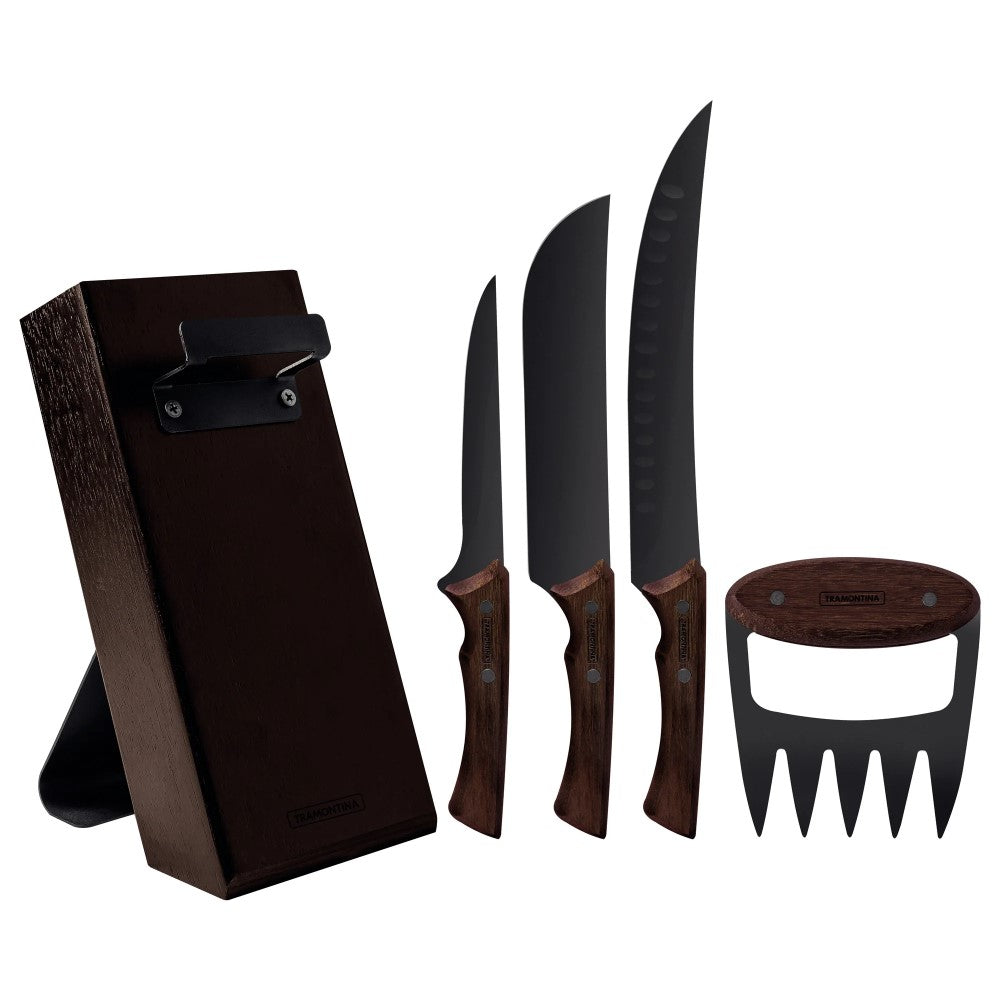 Tramontina Churrasco 5-Piece Barbecue Set with Wood Block
