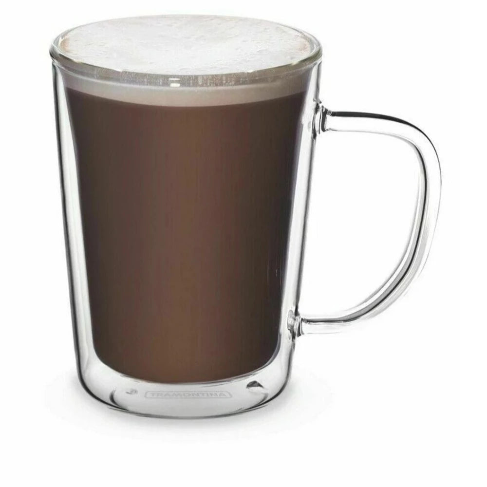 Tramontina 2Pcs Double Wall Glass Coffee & Tea Cup 250ml