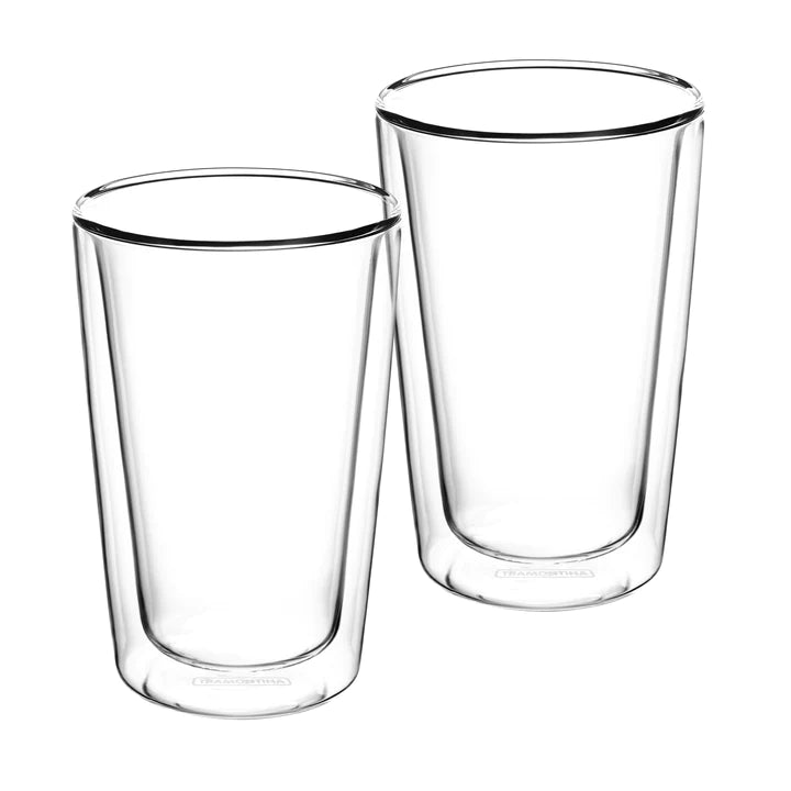 Tramontina 2Pcs Double Wall Glass Coffee & Tea Cup 330ml