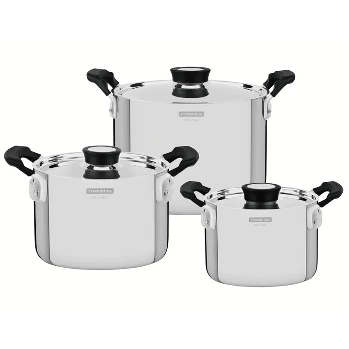 Tramontina Grano Compact 3Pcs Stainless Steel Cookware Set
