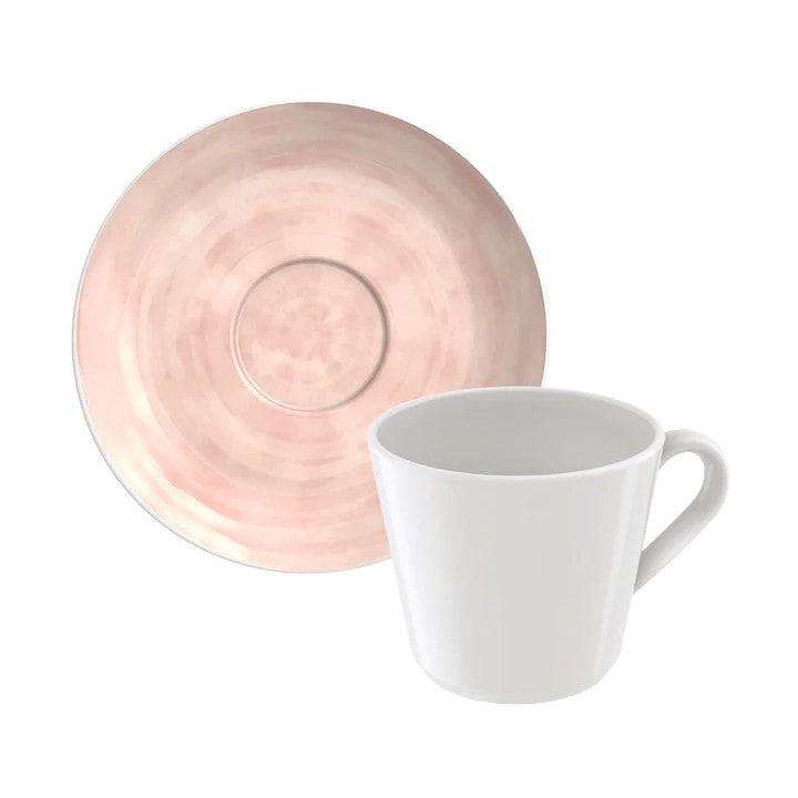Tramontina Rose Porcelain Tea Cups and Saucers 12pcs - 200ml