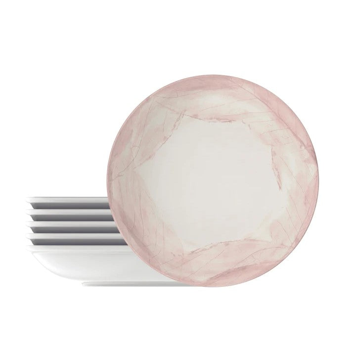 Tramontina Rosé Set of 6 Decorated Porcelain Soup Plates 22cms