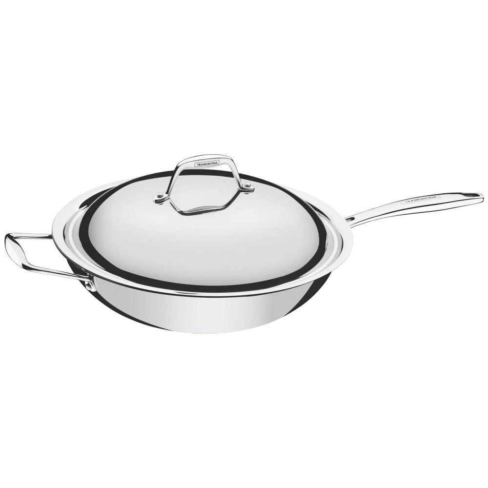 Tramontina Ceramic Stainless Steel Wok with Tri-ply Base