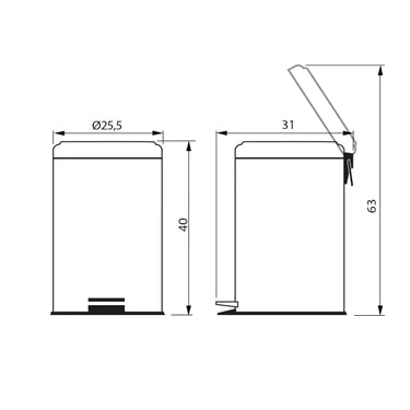 Tramontina Stainless Steel Pedal Trash Bin 12 Litres