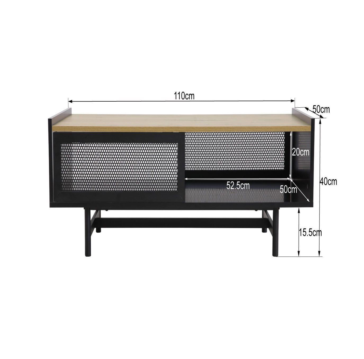 Black and Natural Engineered Wood Urban Style Coffee Table