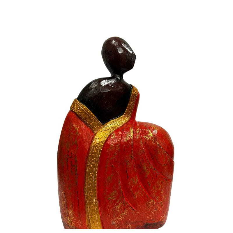 Tribal Lady Draped in Red Ornament Decor - 20x8x30cms