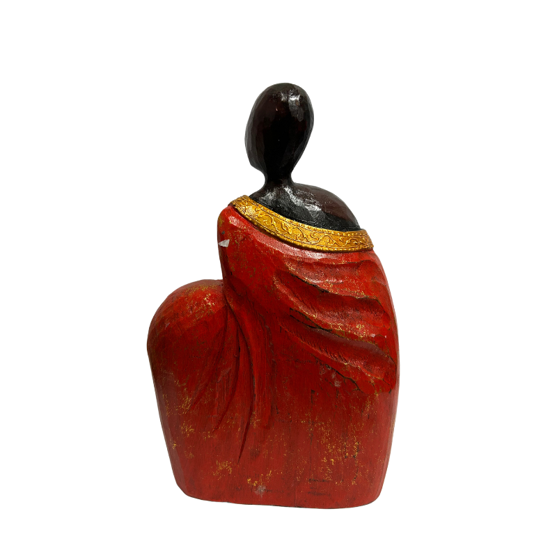 Tribal Lady Draped in Red Ornament Decor - 20x8x30cms