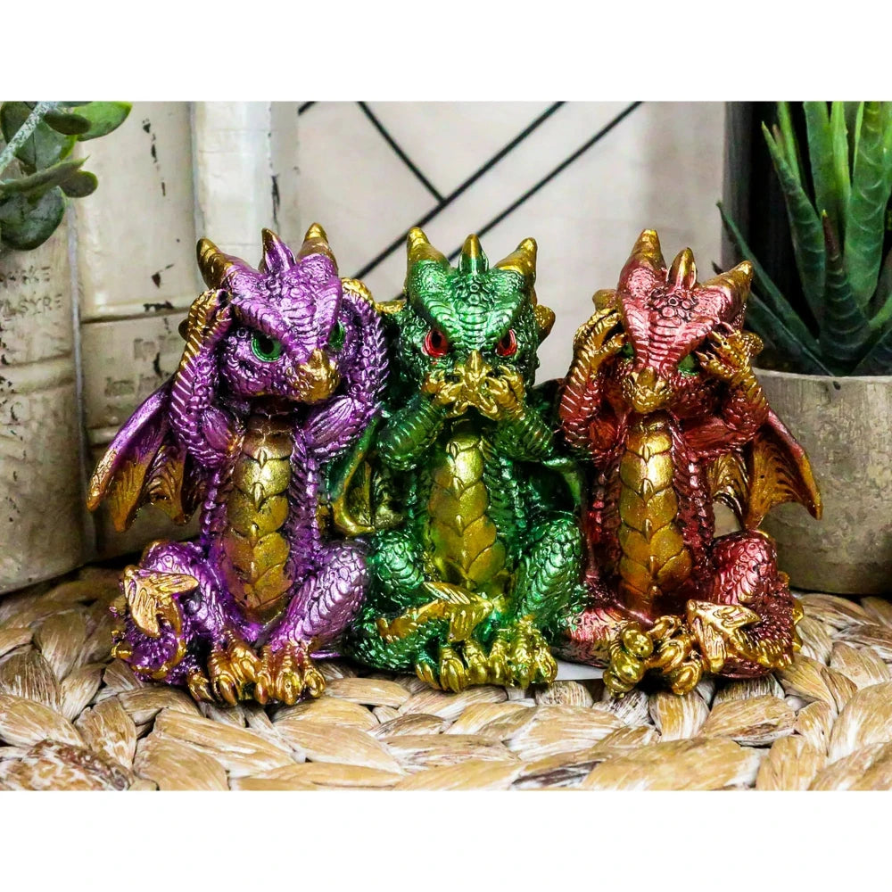 Trio of Wisdom Enchanting Baby Dragon Decor