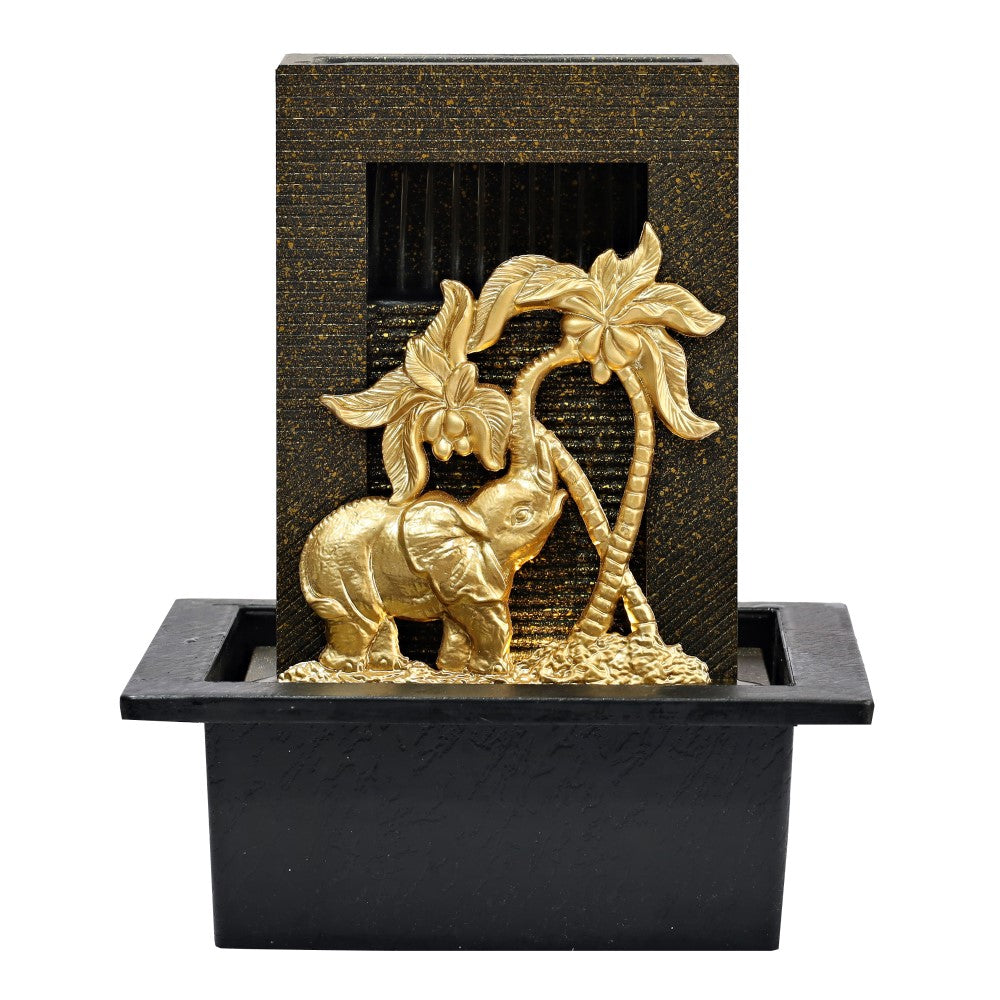 Tropical Elephant Rain Polyresin Fountain Tabletop Decor