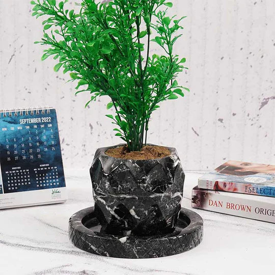 Tropical Pineapple Design Plant Pot 10cms - Black