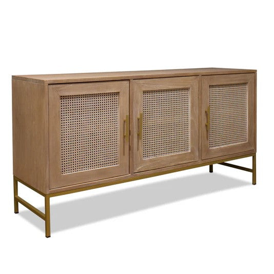 Tropical Retreat Mala Timber and Rattan Buffet Table