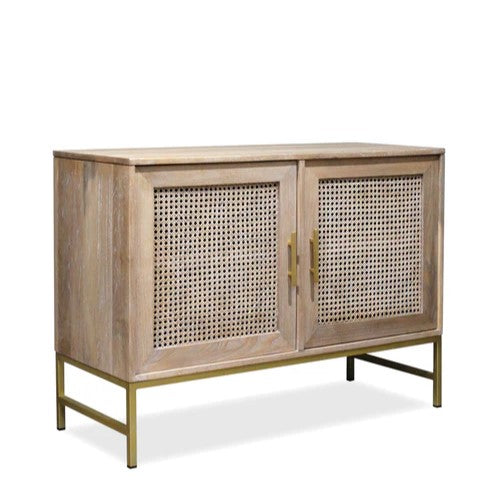 Tropical Retreat Mala Timber and Rattan Buffet Table