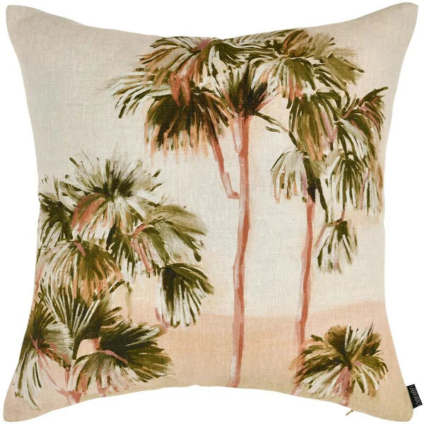 Tropical Sunset Square Linen Cushion with Feather Insert - 50x50cms