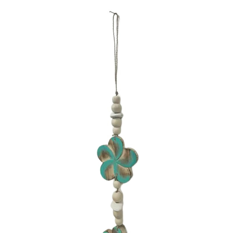 Turquoise Flowers with Bead Tassel Mobile