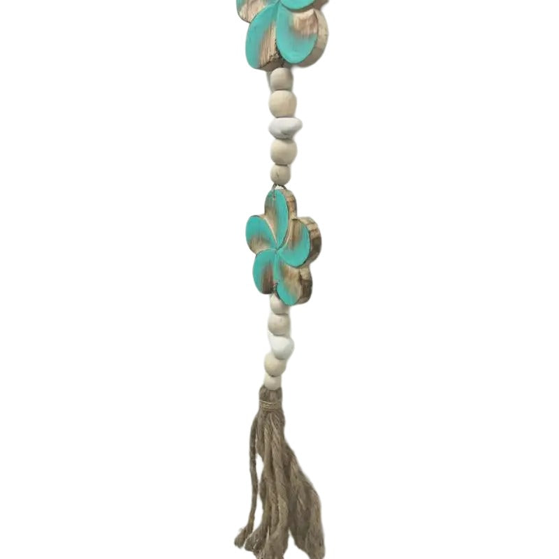Turquoise Flowers with Bead Tassel Mobile
