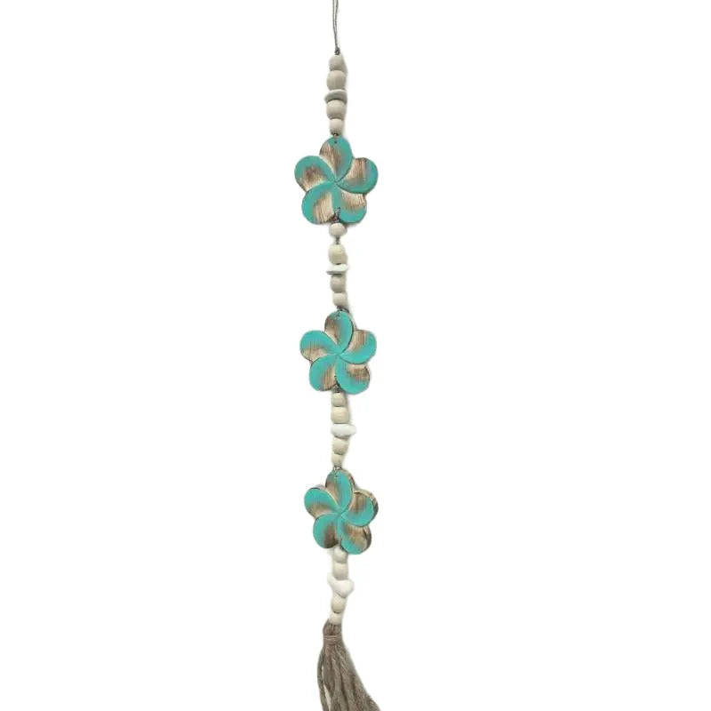 Turquoise Flowers with Bead Tassel Mobile