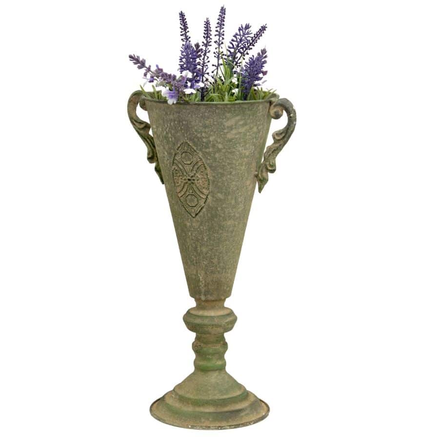 Tuscan Embossed Flute Urn with Handles