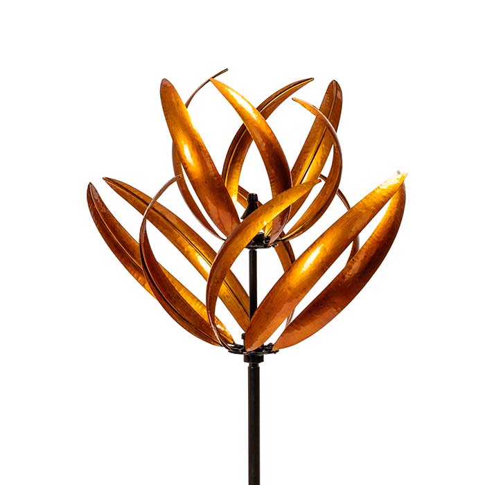 Two Layer Lotus Shape Garden Wind Spinner - Gold