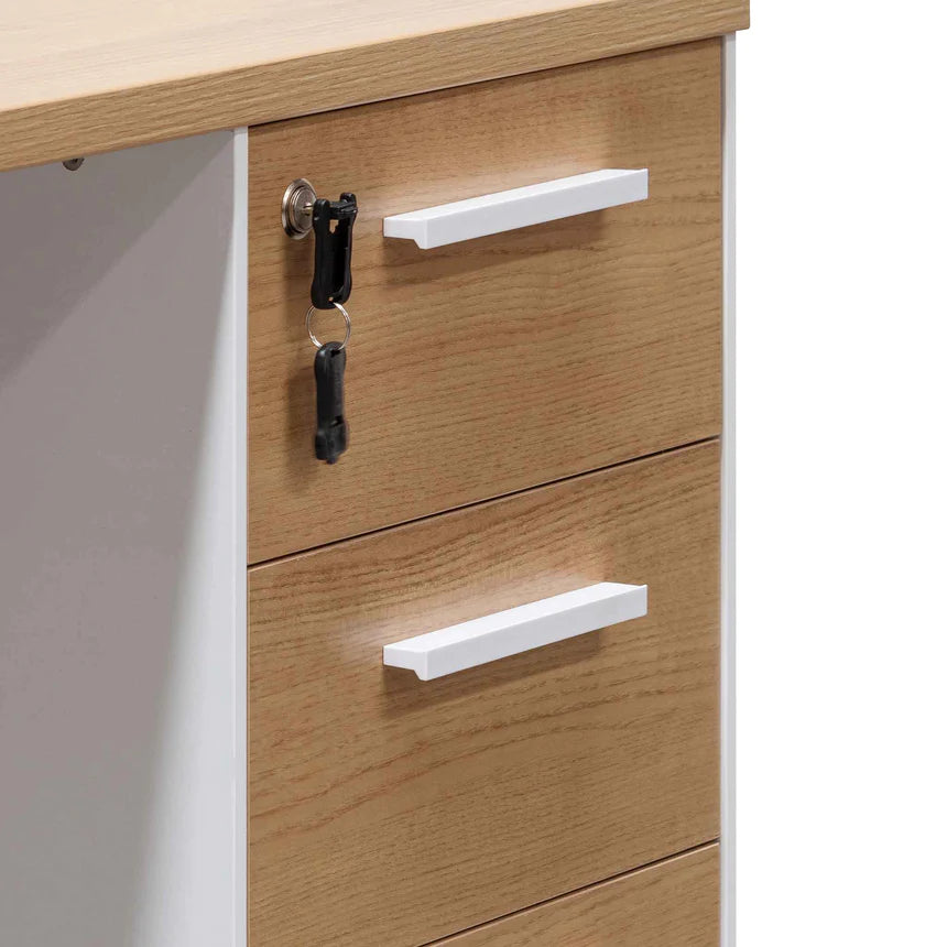 Ultimate Executive Office Desk 160cms - Natural & White