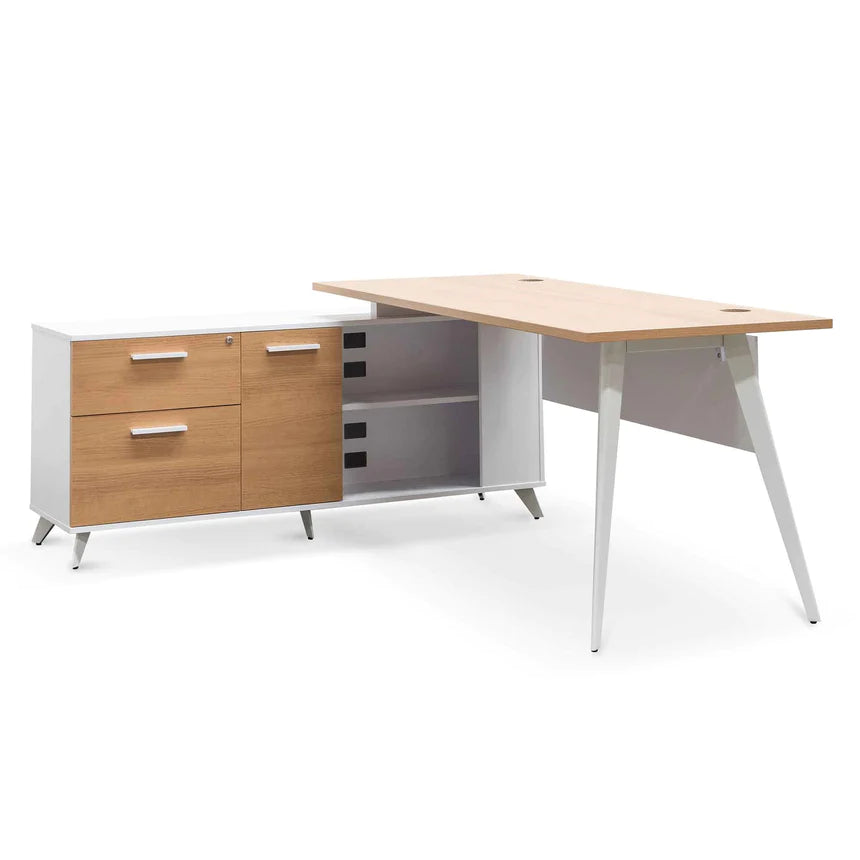 Ultimate Left Return Office Desk 160cms - Natural & White