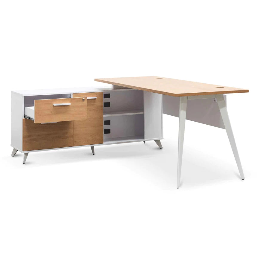 Ultimate Left Return Office Desk 160cms - Natural & White