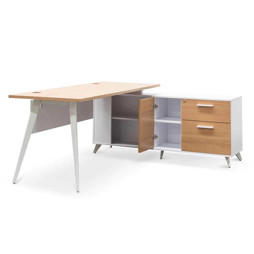 Ultimate Right Return Office Desk 160cms - Natural & White