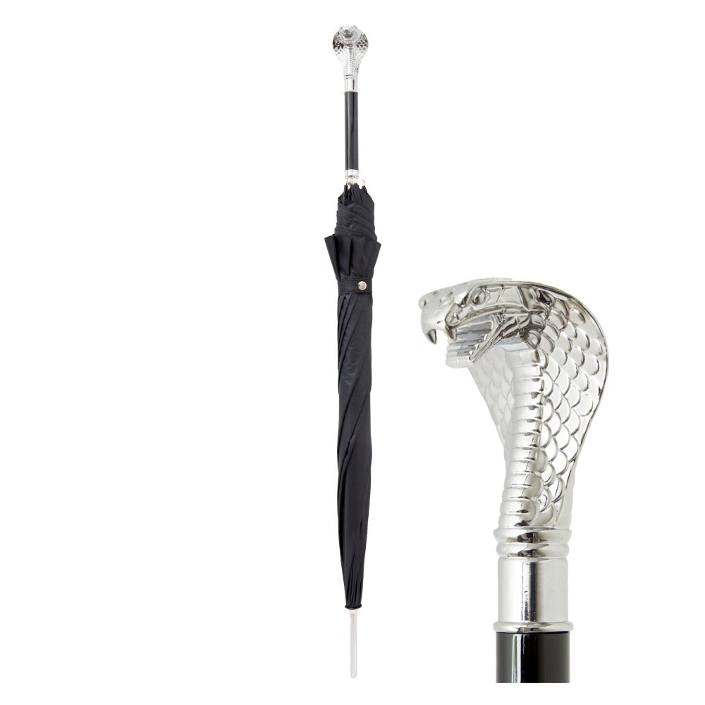 Umbrella With Nickel Cobra Head Handle