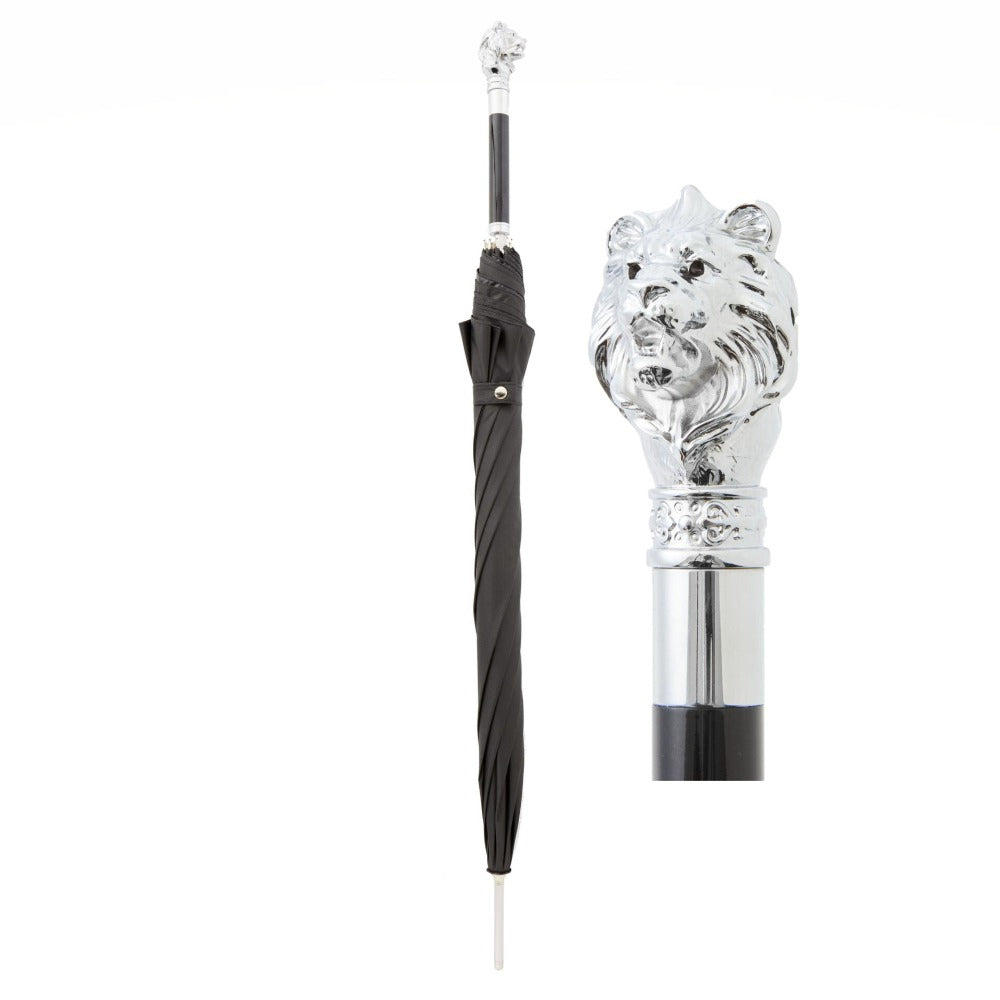 Umbrella With Nickel Lion Head Handle