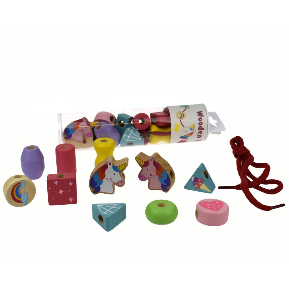 Unicorn Laced Wooden Blocks Play Toy