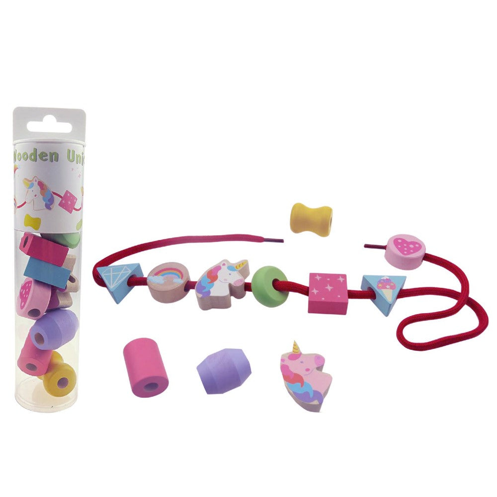 Unicorn Laced Wooden Blocks Play Toy