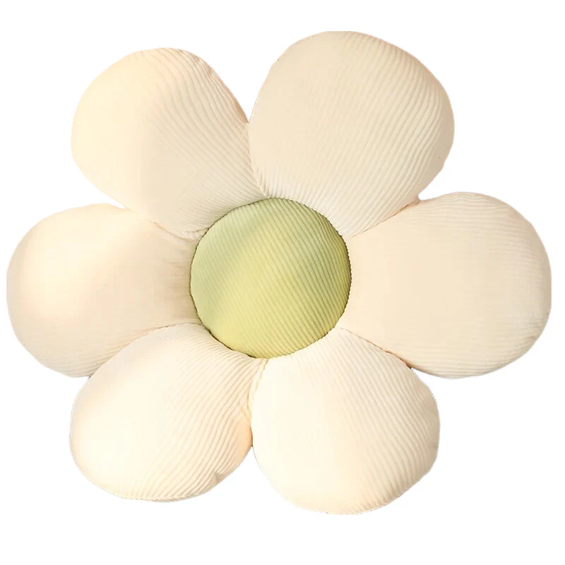 Unique Flower Plush Pillow Seat Cushion - White & Green