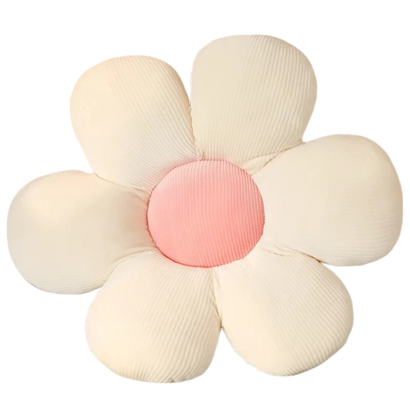 Unique Flower Plush Pillow Seat Cushion - White & Pink