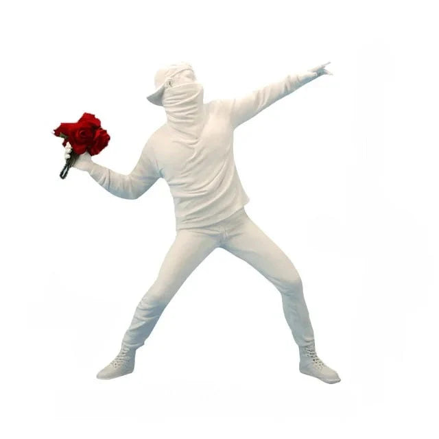 Unique Resin Nordic Flower Thrower Statue - White