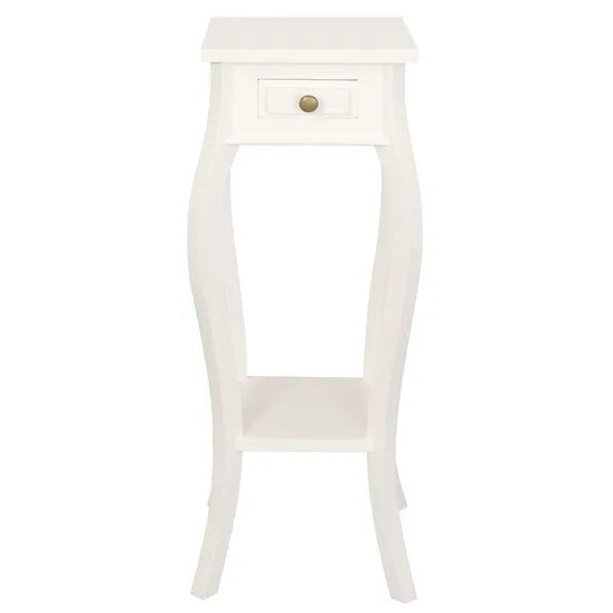 Unique Style 1 Drawer Cabriol Leg Plant Stand - White