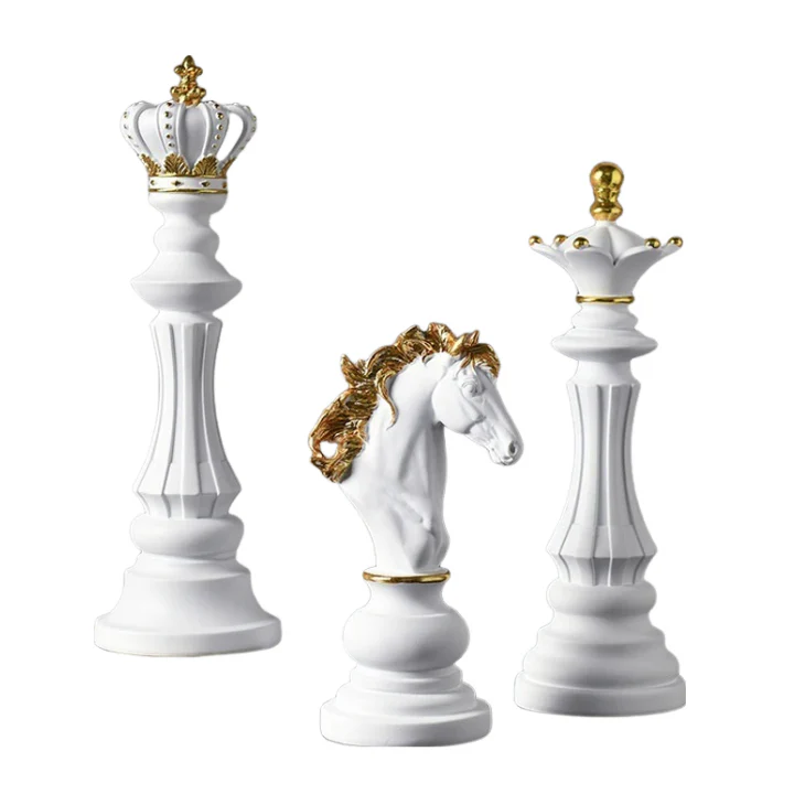 Unique White Home Decor Resin Chess Piece Set - 3Pcs