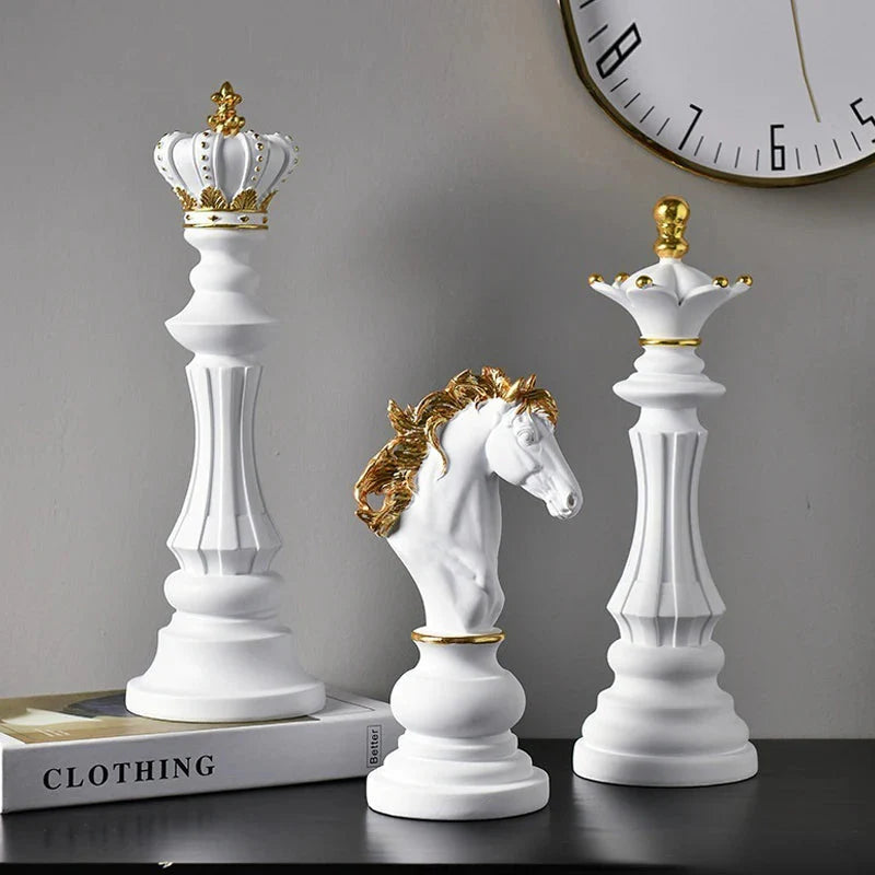 Unique White Home Decor Resin Chess Piece Set - 3Pcs