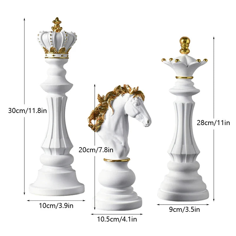 Unique White Home Decor Resin Chess Piece Set - 3Pcs