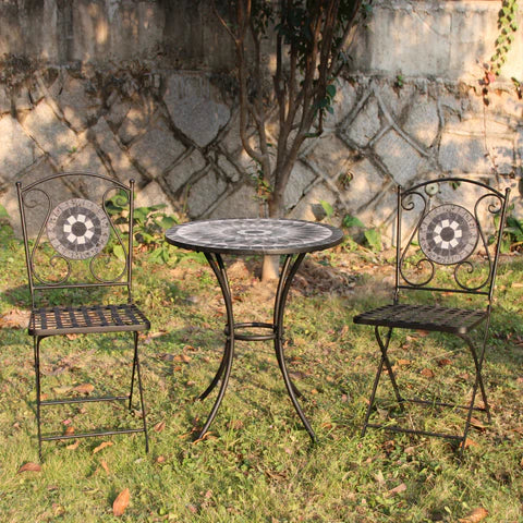 Urban Black & White Capri Mosaic 3-Piece Patio Setting