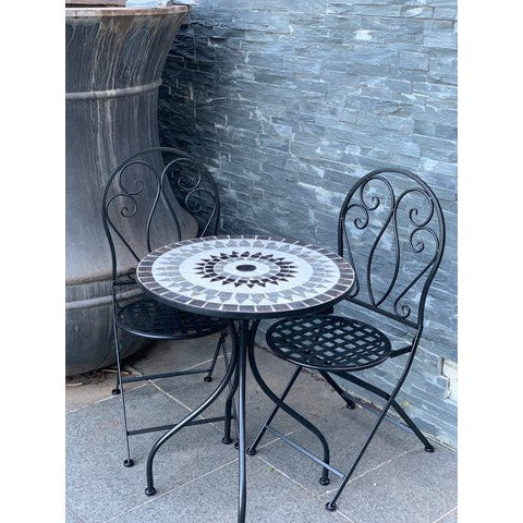 Urban Black & White Romina Mosaic 3-Piece Patio Setting