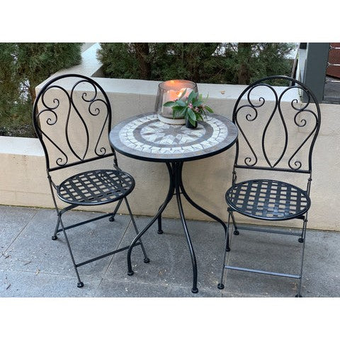 Urban Black & White Venice Mosaic 3-Piece Dining Set