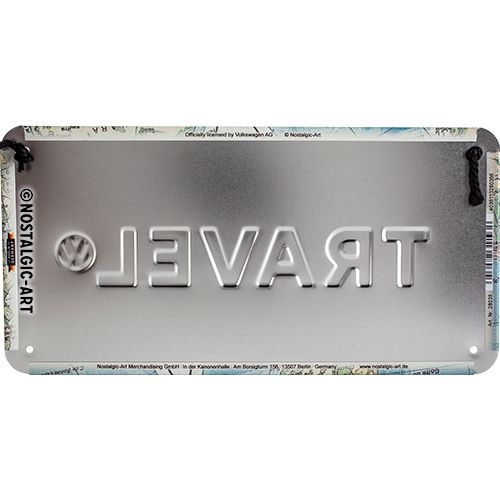 VW Bulli - Travel the World - Nostalgic-Art Hanging Sign - 10 x 20cm