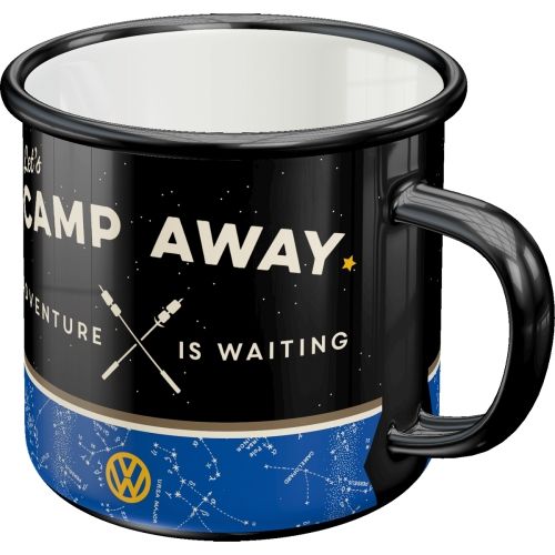 VW Bulli Let's Camp Away Night - Enamel Coffee Mug