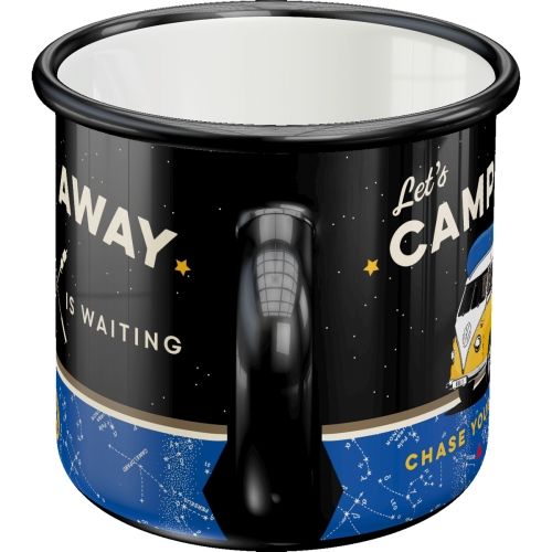 VW Bulli Let's Camp Away Night - Enamel Coffee Mug
